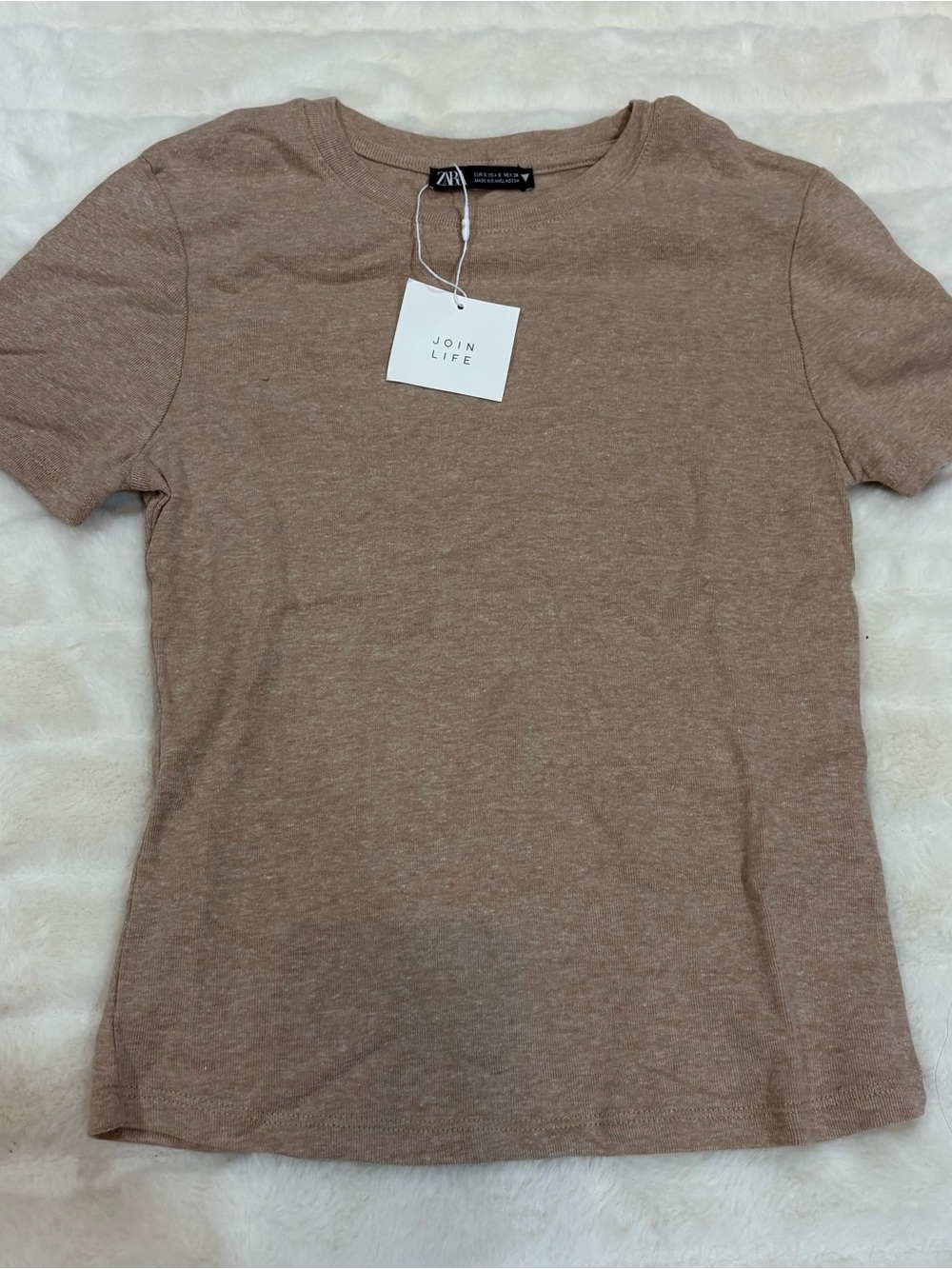 Zara Join Life Short Sleeve Crewneck Tee - Taupe Brown